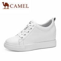 骆驼（CAMEL） 女士 简约舒适牛皮内增高圆头小白鞋 A93561635 白色 40