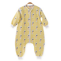 智慧佳儿(wit days) 婴儿睡袋 爬服睡衣纯棉六层纱布可拆卸长袖  黄色小狗90cm