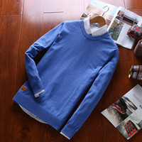 吉普盾 棉毛衣男装韩版修身加绒打底衫男 彩兰 M