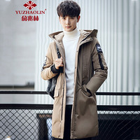 俞兆林（YUZHAOLIN）羽绒服 男士时尚简约中长款印花保暖外套B235-91862卡其色2XL