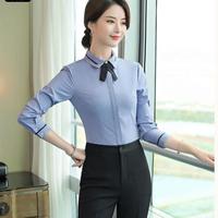 AUDDE 2019秋冬季新款女装新品衬衫女服务员工作服长袖衬衫工装衬衣单件 AAAGDMXR10 灰色长袖衬衫 XXXXXL