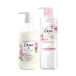 Dove 多芬 玫瑰植萃洗护套装（ 植萃沐浴露500g+盈润洗发露470ml）