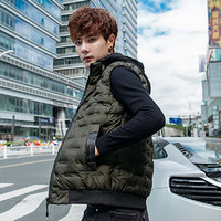 凯撒 KAISER 马甲男2019秋冬季韩版潮流青少年新款加厚保暖羽绒棉马夹背心坎肩外套 军绿色 3XL