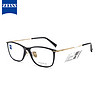 蔡司（ZEISS）镜架光学近视眼镜架男女款钛商务休闲眼镜框全框ZS-70010 F910黑色框金色腿52mm