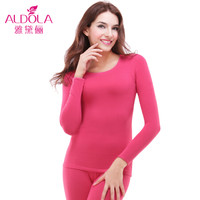 雅黛俪保暖内衣男女士圆领棉质基础打底薄款情侣纯色秋衣秋裤套装DYL41600-1 女款 玫红 XL