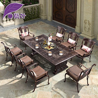 紫叶（ziye） 户外桌椅 花园铸铝桌椅 庭院阳台桌椅三件套 休闲桌椅组合套装 铸铝圆桌