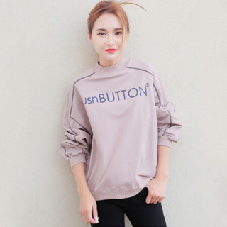 京东女装2019年秋装新款女韩版印花宽松半高领薄款潮长袖套头上衣卫衣