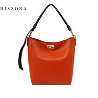 迪桑娜（DISSONA）欧美时尚女士单肩包牛皮手提水桶包 81830165022900 橙色