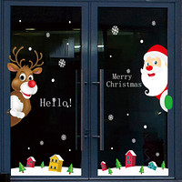 多美忆 圣诞节贴画圣诞节装饰品玻璃橱窗贴纸圣诞窗贴圣诞树布置装扮装饰品贴画套餐 窗贴 老人和鹿