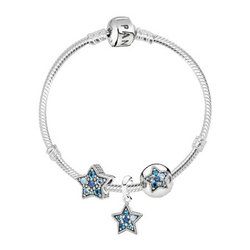 PANDORA潘多拉 璀璨星辰925银串珠手链LZPDL0048-17 蓝色 17cm