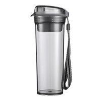 特百惠（Tupperware）晶彩茶韵塑料杯 随心运动密封防漏水杯子带拎绳滤格 高级灰400ML