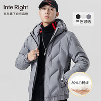 INTERIGHT 羽绒服男短款2019冬季新款加厚连帽开衫时尚休闲潮流保暖棉衣外套 WSL-639 灰色 M