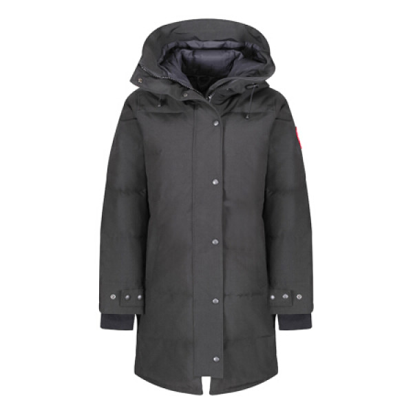 商品canada goose 加拿大鹅 女士深灰色聚酯纤维连帽中长款羽绒服