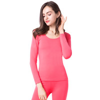 港莎秋衣秋裤男女内衣套装棉毛衫薄款圆领修身打底保暖套装 女款-洋红 XL