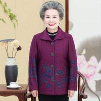 俞兆林 2019秋季新款中老年女装外套妈妈装奶奶薄款上衣老太太衣服YTWT197423酒红色3XL