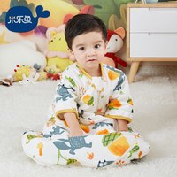 米乐鱼 婴儿睡袋秋冬季加厚款儿童棉质儿童防踢抱被宝宝一体款睡袋 夹棉松果雨100*60cm