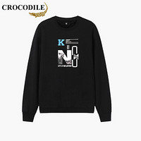 鳄鱼恤（CROCODILE）加绒卫衣 男士2019秋冬时尚潮流休闲修身卫衣 A037-KL2110 黑色 XL