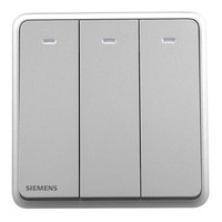 西门子(SIEMENS)开关插座 三开单控带LED指示灯开关面板 灵蕴星辉银