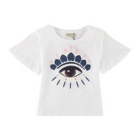 KENZO KIDS 高田贤三 奢侈品童装 女童白色棉质眼睛图案T恤 KN10128 01 4A/4岁/104cm