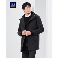 HLA海澜之家风衣2019冬季新品休闲连帽基础净色挺括外套HWFAD4R010A黑色(10)175/92A(50) cz