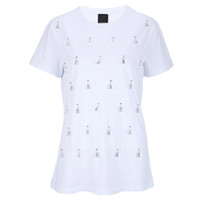 PINKO 女士棉质白色定珠短袖T恤 1B12ZU Y4FQ Z04 S