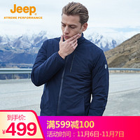 Jeep 男士棉服 冬季户外休闲双面夹克两面可穿加绒加厚棉服外套 藏青色 2XL