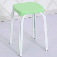 利尔 凳子塑料 餐椅 椅子塑料凳子家用大号板凳现代简约高凳子方凳 双管 浅绿色