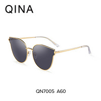 QINA亓那猫眼墨镜个性潮流太阳镜复古不规则街拍眼镜女士QN7005 A60