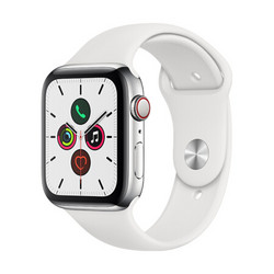 Apple Watch Series 5智能手表（GPS+蜂窝网络款 40毫米不锈钢表壳 白色运动型表带 MWX42CH/A）