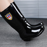 回力 Warrior 雨鞋女式时尚高筒防水防滑套脚橡胶雨靴 HXL863 黑色 40