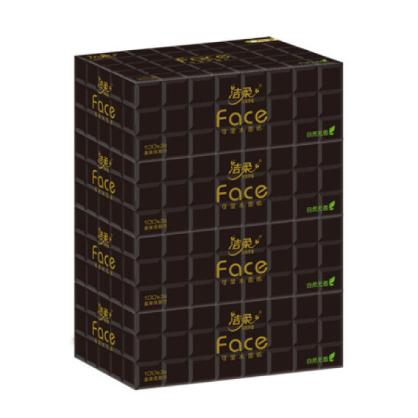 商品洁柔(c&s)面巾纸 (face黑盒巾)100抽3层(4盒装)