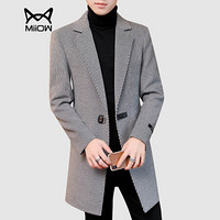 猫人（MiiOW）毛呢大衣 男士潮流韩版中长款呢子风衣外套210-F002灰色2XL