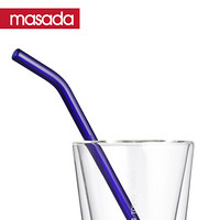 MASADA玻璃吸管 高硼硅耐热玻璃 果汁饮料牛奶吸管 防口红透明硬质非一次性吸管  蓝色