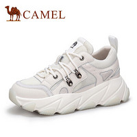 骆驼（CAMEL） 女士 活力透气网布拼接系带厚底老爹鞋 A91525657 米色 35