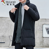 啄木鸟（TUCANO）羽绒服男加厚中长款2019冬季新品男士立领休闲保暖外套男装上衣 黑色 XL