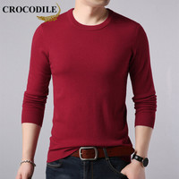 鳄鱼恤（CROCODILE）羊毛衫 男士2019秋冬时尚潮流休闲修身圆领套头毛衣 721-1-X6502-1 亮大红 180/120