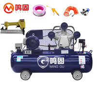 MINGGU 鸣固 空压机皮带机 220V工业型气泵皮带式空气压缩机蓝配银 W-0.36/8(单相)3KW(整机四件套+F30钉枪)
