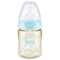 NUK宽口径PPSU彩色奶瓶150ml配防胀气奶嘴(0-6个月硅胶中圆孔)星星款