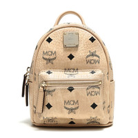 MCM 女士ESSENTIAL VISETOS系列米色涂层帆布迷你单肩斜挎包 MWR9ASE28IG001