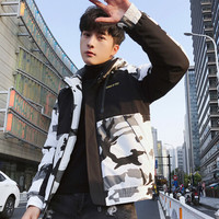 富铤 FORTEI 棉衣男装2019冬季新款保暖迷彩棉服休闲修身棉袄外套棒球领工装衣服SWZ89015 迷彩白 XL