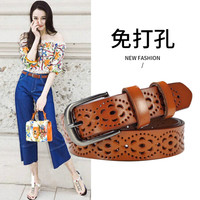 斯提亚（STIYA）皮带女时尚潮流女式针扣牛皮腰带休闲免打孔女士皮带 891S081001棕色