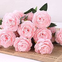 盛世泰堡 仿真花玫瑰假花束 干花塑料绢花装饰花 客厅装饰 粉红色*3束