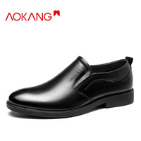 奥康(Aokang)商务休闲简约时尚套脚平底素面日常男士青年男皮鞋193211075黑色43码