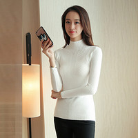 俞兆林 2019年秋季新款女装韩版半高领套头针织衫毛衣修身打底衫 YWYC197123 白色 均码