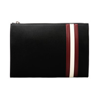 BALLY 巴利 男士黑色红白条纹粒面小牛皮手拿包 CURTZ TSP 00 6226292
