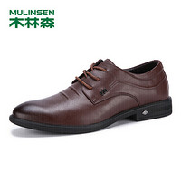 木林森（MULINSEN）男士商务正装鞋经典简约皮鞋男百搭潮牌休闲鞋子 棕色 39码 SL97135
