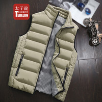 太子龙 TEDELON 马甲男2019秋冬季新款保暖立领修身休闲潮流外套加大坎肩背心棉衣服男装1718 卡其 L