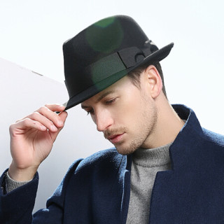 帝卡简嘉礼帽子男气质绅士礼帽秋冬英伦风男士礼帽毡帽 fm133011 黑色