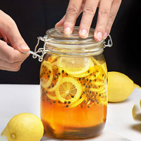 凡益 密封罐玻璃食品瓶子蜂蜜柠檬百香果瓶泡菜坛带盖家用储物罐（1000ml）