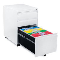 洛克菲勒 白色 钢制办公文件柜 储物柜移动小矮柜快捞活动柜三抽柜带锁